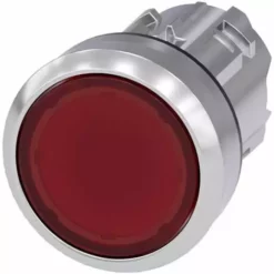 Siemens 3SU1051-0AB20-0AA0 Bouton-poussoir Lumineux à Rappel Actionneur Plat, Collerette Métal, Finition Brillante Roug