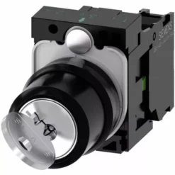 Siemens 3SU1100-4BF11-1BA0 Commutateur à Clé Collerette Plastique Noir, Gris 1 X 90 ° Décrochage Par Clef 1 Pc(s)