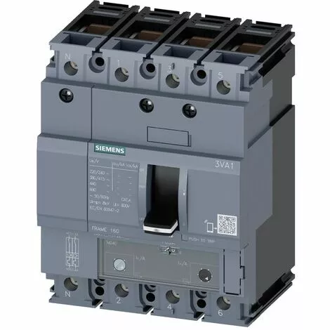 Siemens 3VA1 125A, Sectionneur à Boîtier Moulé à 4 Pôles 3VA11121AA420AA0 1 Siemens 3VA1 125A, Sectionneur à Boîtier Moulé à 4 Pôles 3VA11121AA420AA0