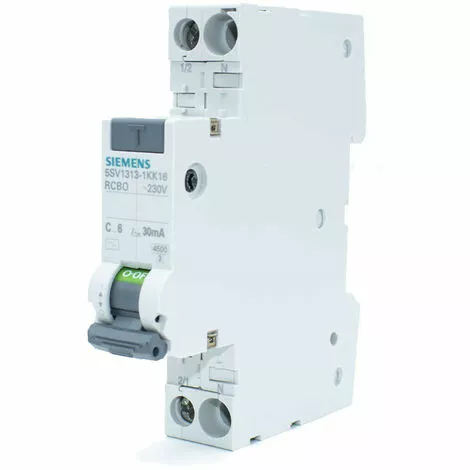 Siemens 6A 1P+N 30MA AC 4.5KA Différentiel Thermomagnétique 5SV13131KK06 1 Siemens 6A 1P+N 30MA AC 4.5KA Différentiel Thermomagnétique 5SV13131KK06