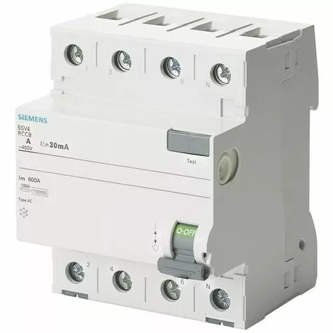 Siemens Interrupteur Différentiel Pur 4 Pôles 25A 30mA AC Type 4 Modules 5SV43420 1 Siemens Interrupteur Différentiel Pur 4 Pôles 25A 30mA AC Type 4 Modules 5SV43420