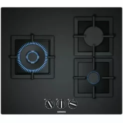 SIEMENS Table De Cuisson Gaz Verre 59cm 3 Bruleurs Avec 1 Wok 4000W StepFlame Noir - Noir -SIEMENS Soldes 14794958 5