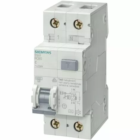 Siemens 16A 1P+N 300MA AC 6KA Interrupteur Thermo-magnétique Différentiel 2 Mod 5SU16561KK10 1 Siemens 16A 1P+N 300MA AC 6KA Interrupteur Thermo-magnétique Différentiel 2 Mod 5SU16561KK10