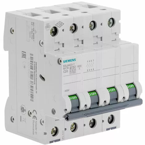 Disjoncteur Tetrapolaire 20A Courbe C - SIEMENS - SIEMENS 1 Disjoncteur Tetrapolaire 20A Courbe C - SIEMENS - SIEMENS