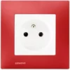 Prise 2P+T Blanc Delta Viva + Plaque Rouge - SIEMENS - SIEMENS