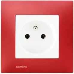 Prise 2P+T Blanc Delta Viva + Plaque Rouge - SIEMENS - SIEMENS