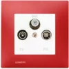 Prise TV FM SAT Blanc Delta Viva + Plaque Rouge - SIEMENS - SIEMENS