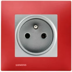Prise 2P+T Silver Delta Viva + Plaque Rouge - SIEMENS - SIEMENS