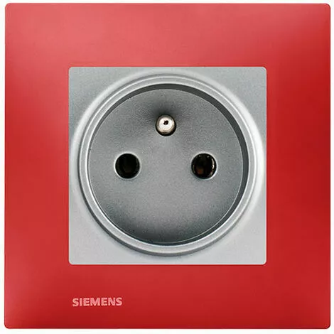 Prise 2P+T Silver Delta Viva + Plaque Rouge - SIEMENS - SIEMENS 1 Prise 2P+T Silver Delta Viva + Plaque Rouge - SIEMENS - SIEMENS