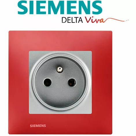 Prise 2P+T Silver Delta Viva + Plaque Rouge - SIEMENS - SIEMENS 2 Prise 2P+T Silver Delta Viva + Plaque Rouge - SIEMENS - SIEMENS – Image 2