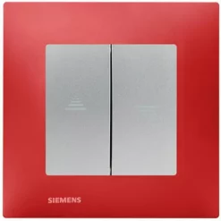 Interrupteur Volet Roulant Silver Delta Viva + Plaque Rouge - SIEMENS - SIEMENS