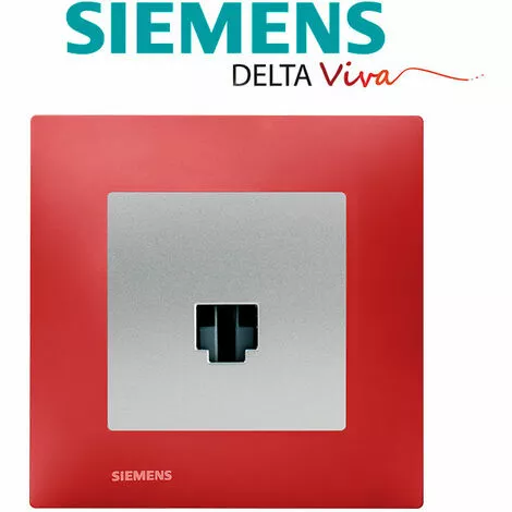 Prise RJ45 Silver Delta Viva + Plaque Rouge - SIEMENS - SIEMENS 2 Prise RJ45 Silver Delta Viva + Plaque Rouge - SIEMENS - SIEMENS – Image 2