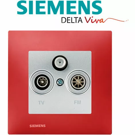 Prise TV FM SAT Silver Delta Viva + Plaque Rouge - SIEMENS - SIEMENS 2 Prise TV FM SAT Silver Delta Viva + Plaque Rouge - SIEMENS - SIEMENS – Image 2