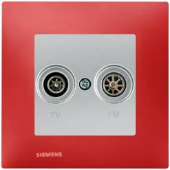 Prise TV / FM Silver Delta Viva + Plaque Rouge - SIEMENS - SIEMENS