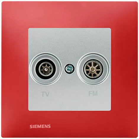 Prise TV / FM Silver Delta Viva + Plaque Rouge - SIEMENS - SIEMENS 1 Prise TV / FM Silver Delta Viva + Plaque Rouge - SIEMENS - SIEMENS