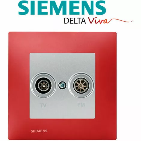 Prise TV / FM Silver Delta Viva + Plaque Rouge - SIEMENS - SIEMENS 2 Prise TV / FM Silver Delta Viva + Plaque Rouge - SIEMENS - SIEMENS – Image 2