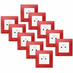 LOT De 10 Prises 2P+T Blanc Delta Viva + Plaques Rouge - SIEMENS - SIEMENS