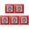 LOT De 5 Prises 2P+T Silver Delta Viva + Plaques Rouge - SIEMENS - SIEMENS