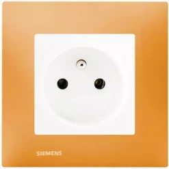 Prise 2P+T Blanc Delta Viva + Plaque Orange - SIEMENS - SIEMENS