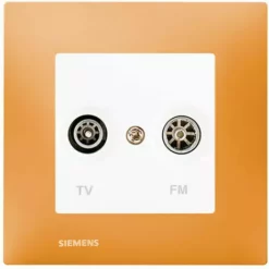 Prise TV /FM Blanc Delta Viva + Plaque Orange - SIEMENS - SIEMENS