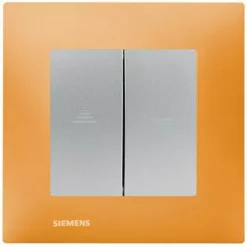 Interrupteur Volet Roulant Silver Delta Viva + Plaque Orange - SIEMENS - SIEMENS