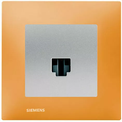 Prise RJ45 Silver Delta Viva + Plaque Orange - SIEMENS - SIEMENS 1 Prise RJ45 Silver Delta Viva + Plaque Orange - SIEMENS - SIEMENS