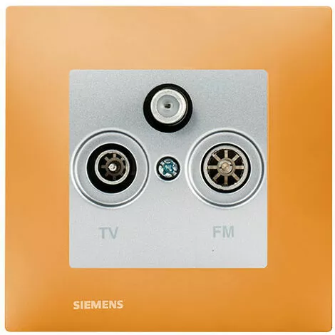 Prise TV FM SAT Silver Delta Viva + Plaque Orange - SIEMENS - SIEMENS 1 Prise TV FM SAT Silver Delta Viva + Plaque Orange - SIEMENS - SIEMENS