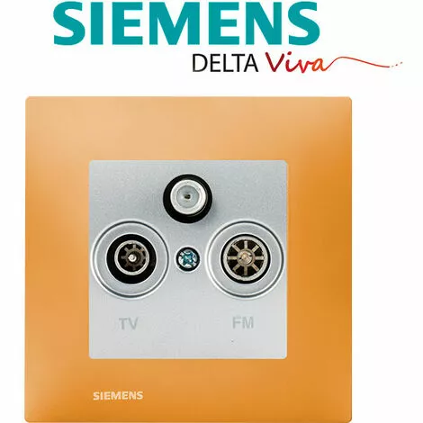 Prise TV FM SAT Silver Delta Viva + Plaque Orange - SIEMENS - SIEMENS 2 Prise TV FM SAT Silver Delta Viva + Plaque Orange - SIEMENS - SIEMENS – Image 2