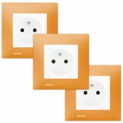 LOT 3 Prise 2P+T Blanc Delta Viva + Plaque Orange - SIEMENS - SIEMENS
