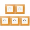 LOT De 5 Prises 2P+T Blanc Delta Viva + Plaques Orange - SIEMENS - SIEMENS