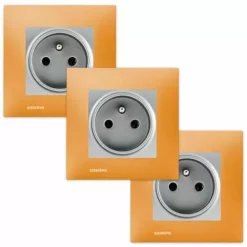 LOT 3 Prise 2P+T Silver Delta Viva + Plaque Orange - SIEMENS - SIEMENS