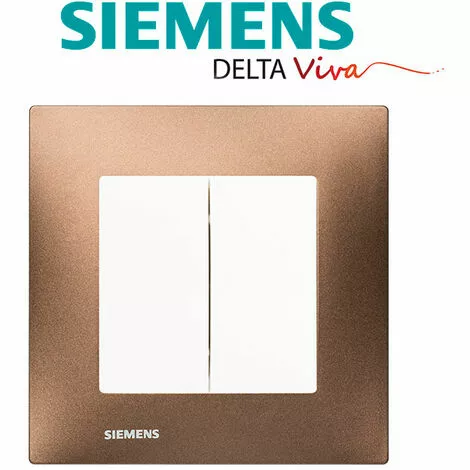 Double Va Et Vient Blanc Delta Viva + Plaque Métal Marron - SIEMENS - SIEMENS 2 Double Va Et Vient Blanc Delta Viva + Plaque Métal Marron - SIEMENS - SIEMENS – Image 2
