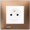 Prise 2P+T Blanc Delta Viva + Plaque Métal Marron - SIEMENS - SIEMENS