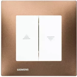 Interrupteur Volet Roulant Blanc Delta Viva + Plaque Métal Marron - SIEMENS - SIEMENS