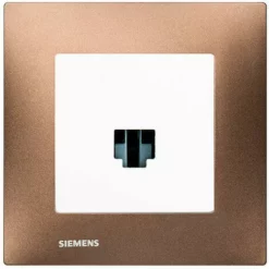 Prise RJ45 Blanc Delta Viva + Plaque Métal Marron - SIEMENS - SIEMENS