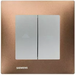 Interrupteur Volet Roulant Silver Delta Viva + Plaque Métal Marron - SIEMENS - SIEMENS