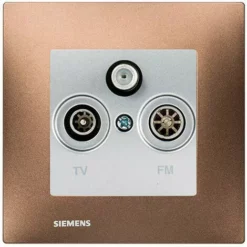 Prise TV FM SAT Silver Delta Viva + Plaque Métal Marron - SIEMENS - SIEMENS