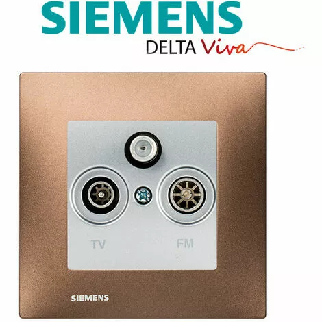 Prise TV FM SAT Silver Delta Viva + Plaque Métal Marron - SIEMENS - SIEMENS 2 Prise TV FM SAT Silver Delta Viva + Plaque Métal Marron - SIEMENS - SIEMENS – Image 2