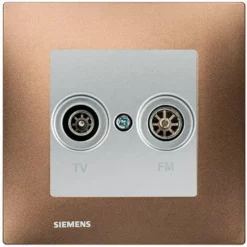 Prise TV / FM Silver Delta Viva + Plaque Métal Marron - SIEMENS - SIEMENS