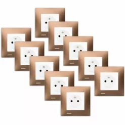 LOT 10 Prise 2P+T Blanc Delta Viva + Plaque Métal Marron - SIEMENS - SIEMENS