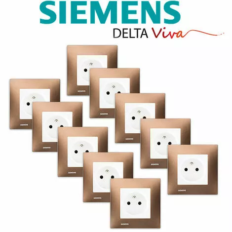 LOT 10 Prise 2P+T Blanc Delta Viva + Plaque Métal Marron - SIEMENS - SIEMENS 2 LOT 10 Prise 2P+T Blanc Delta Viva + Plaque Métal Marron - SIEMENS - SIEMENS – Image 2