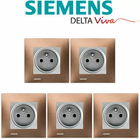 LOT 5 Prise 2P+T Silver Delta Viva + Plaque Métal Marron - SIEMENS - SIEMENS 2 LOT 5 Prise 2P+T Silver Delta Viva + Plaque Métal Marron - SIEMENS - SIEMENS – Image 2