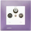Prise TV FM SAT Blanc Delta Viva + Plaque Violet - SIEMENS - SIEMENS