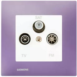 Prise TV FM SAT Blanc Delta Viva + Plaque Violet - SIEMENS - SIEMENS