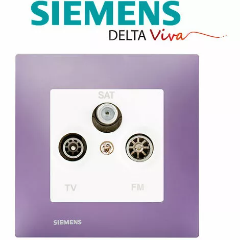 Prise TV FM SAT Blanc Delta Viva + Plaque Violet - SIEMENS - SIEMENS 2 Prise TV FM SAT Blanc Delta Viva + Plaque Violet - SIEMENS - SIEMENS – Image 2