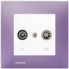 Prise TV /FM Blanc Delta Viva + Plaque Violet - SIEMENS - SIEMENS