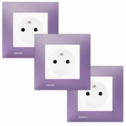 LOT 3 Prise 2P+T Blanc Delta Viva + Plaque Violet - SIEMENS - SIEMENS