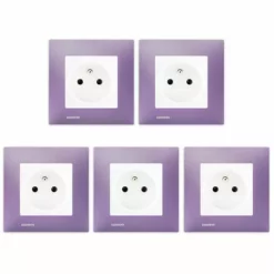 LOT 5 Prise 2P+T Blanc Delta Viva + Plaque Violet - SIEMENS - SIEMENS