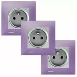 LOT 3 Prise 2P+T Silver Delta Viva + Plaque Violet - SIEMENS - SIEMENS