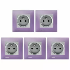 LOT 5 Prise 2P+T Silver Delta Viva + Plaque Violet - SIEMENS - SIEMENS